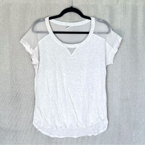 Ideology Light Gray Short Sleeve Mesh Top Size M